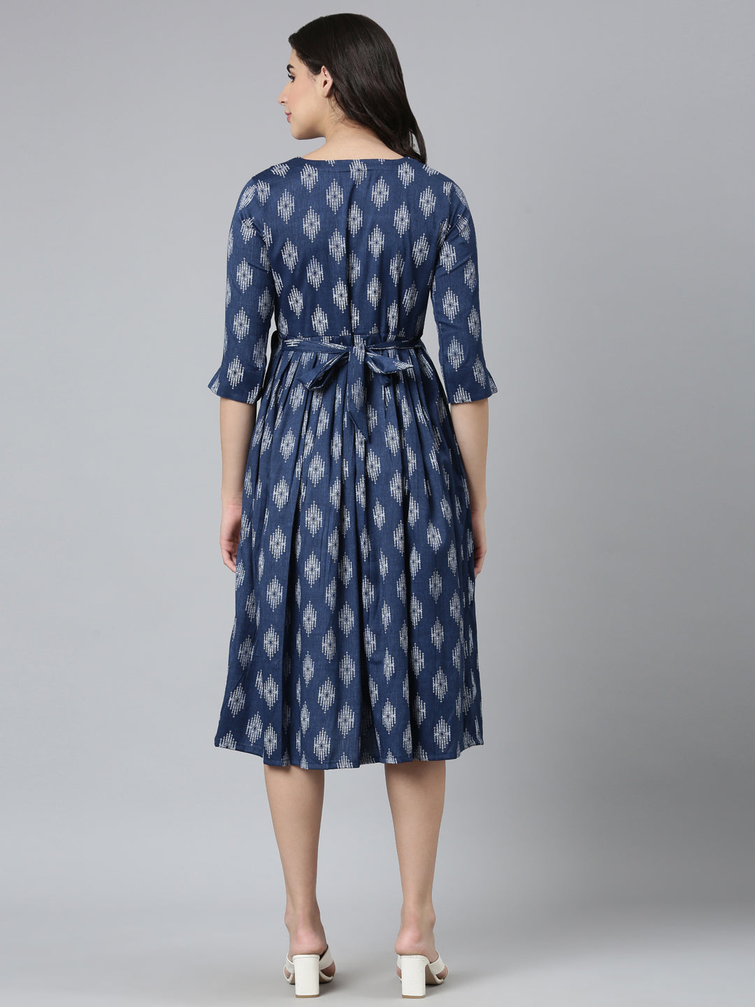 Womens Maternity 3/4th Gown - Indigo