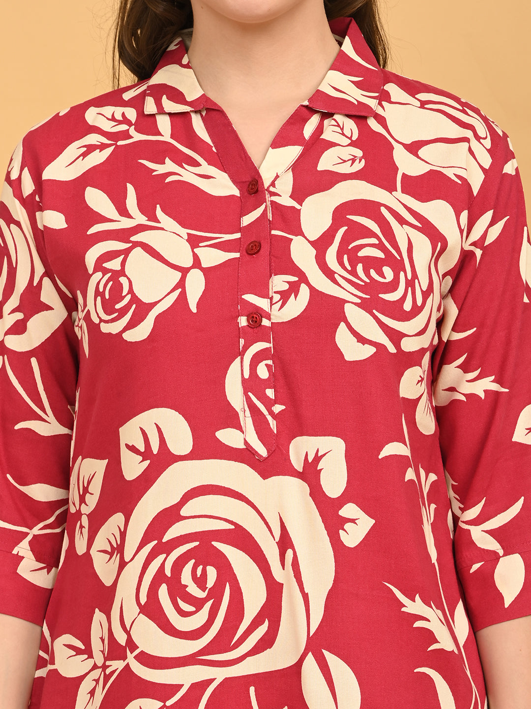 Fuchsia-Colored Printed Co-Ord Set