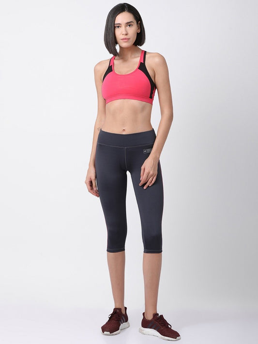 Grey/Fuchsia Flexi Fit Active Capri