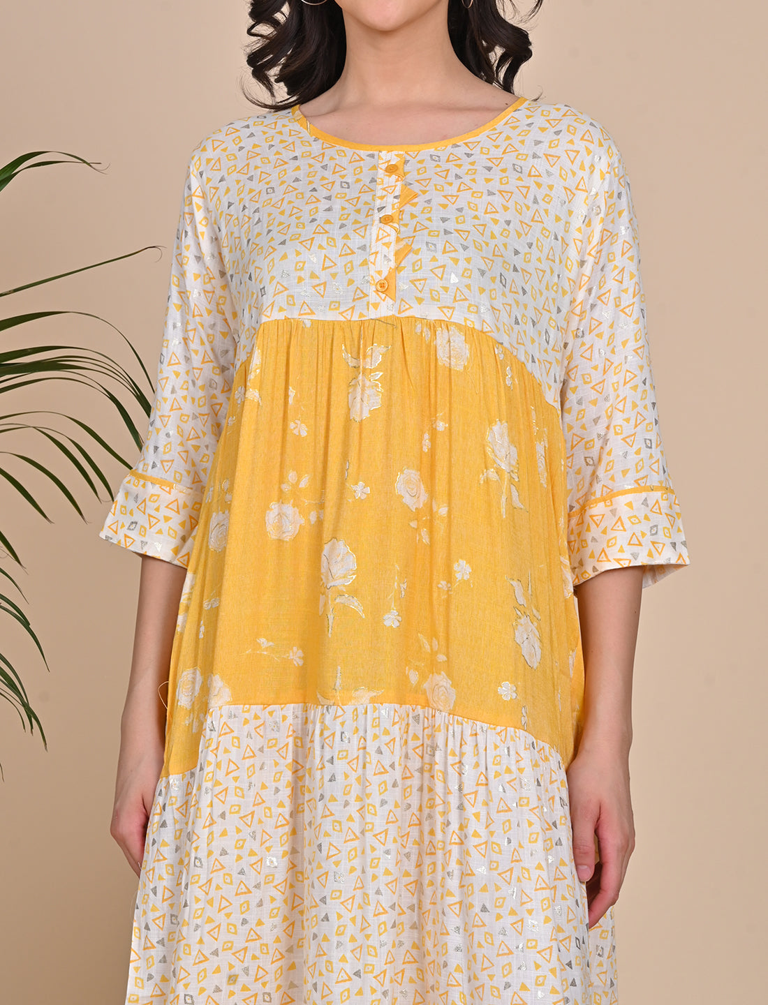 Womens Flare Gown - Yellow