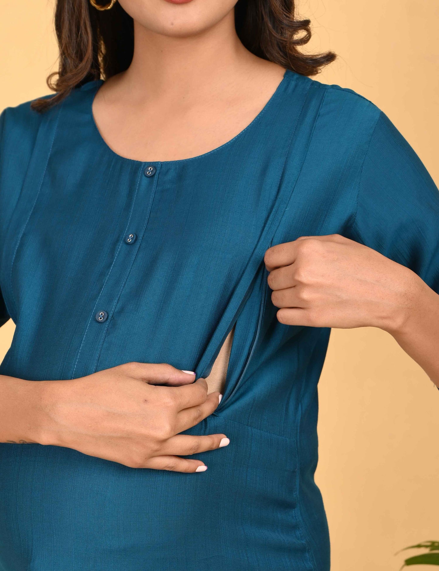 Womens Maternity Kurti Pant Set - Indigo