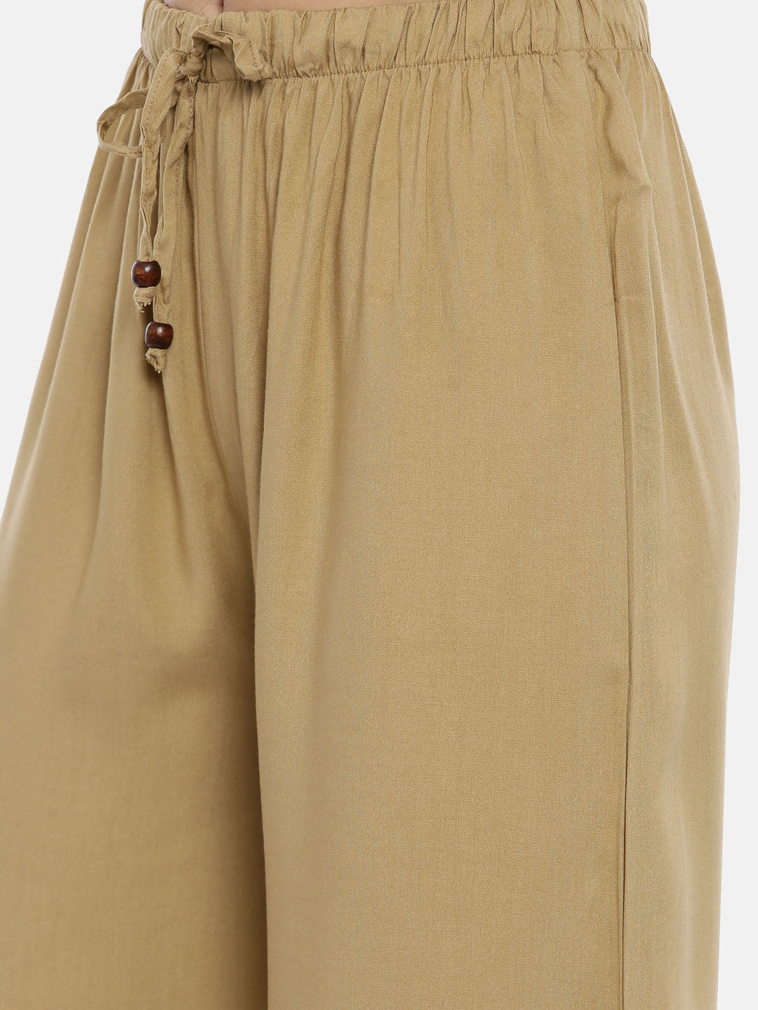 Mid Rise Straight Palazzo - Khaki