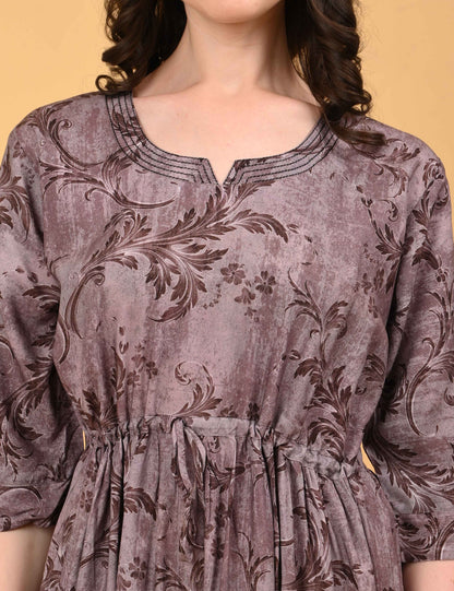 Womens Coffee-Colored Premium Flare Gown