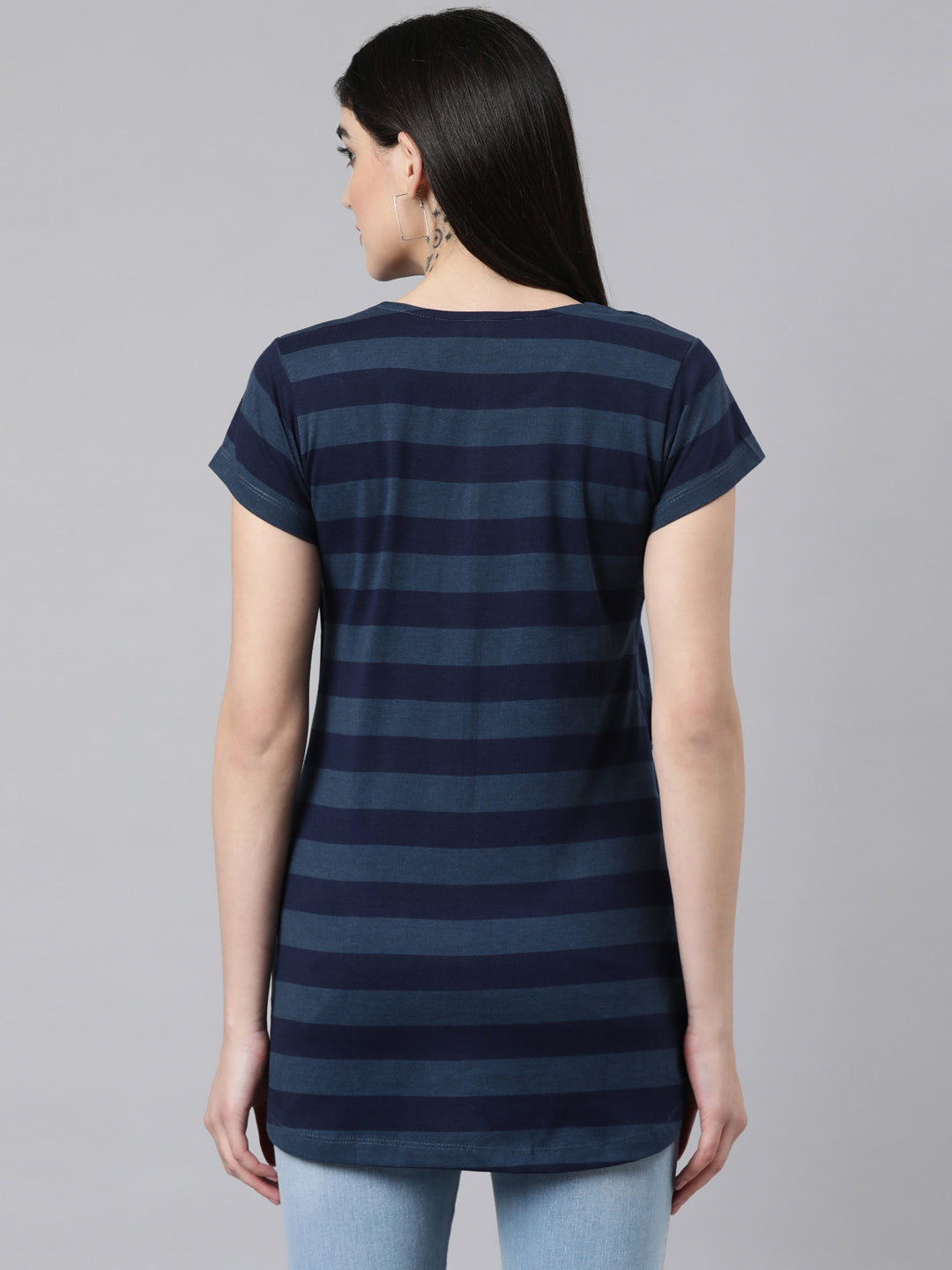 Womens Striped Maternity Tees - Blue