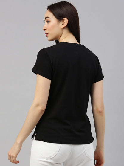 Womens Black Lycra Fashion Tees