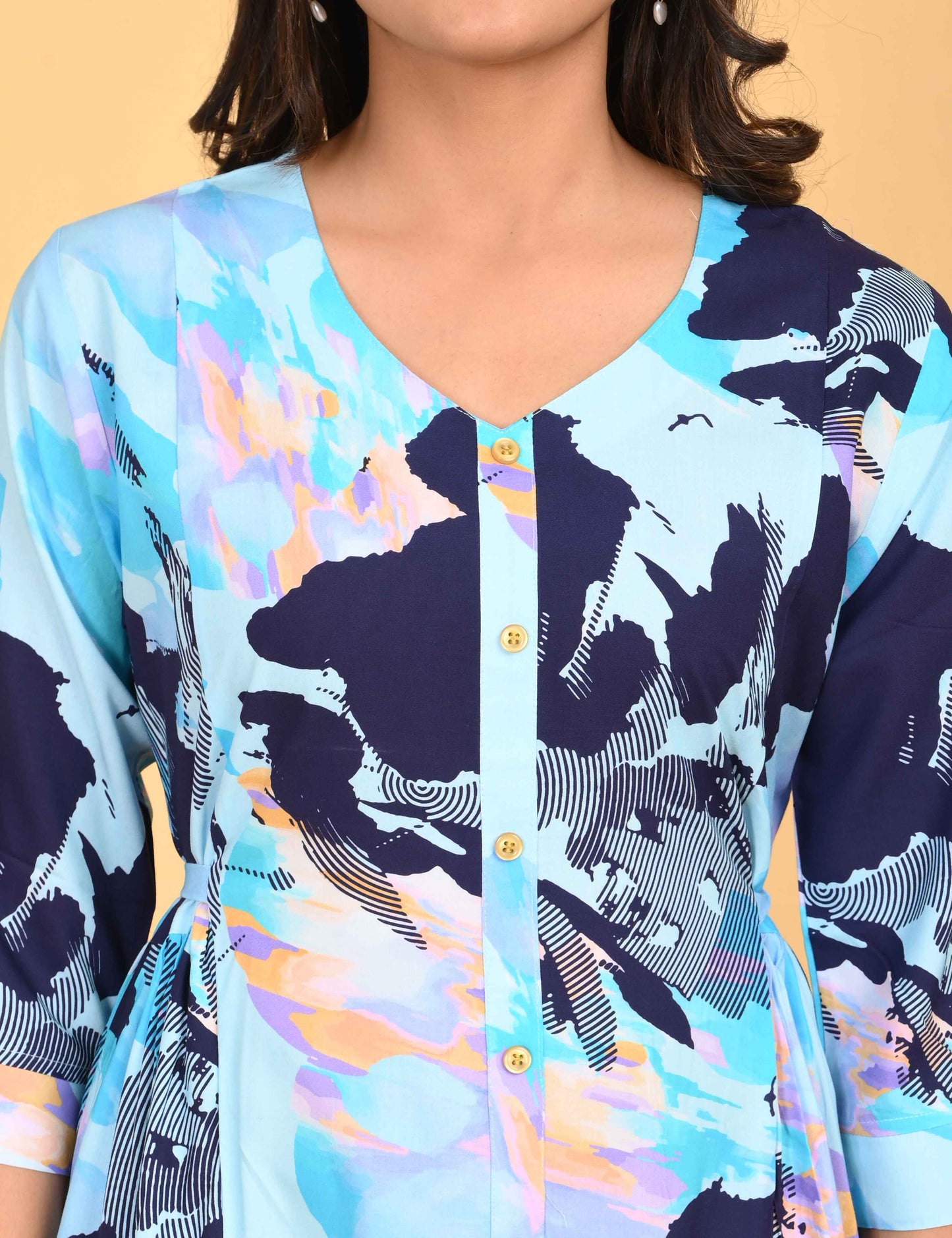 Womens L.Blue-Colored Premium Flare Gown