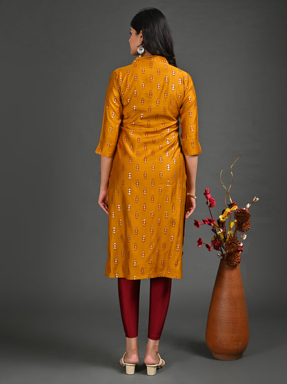 Womens Mustard-Colored Straight Kurta