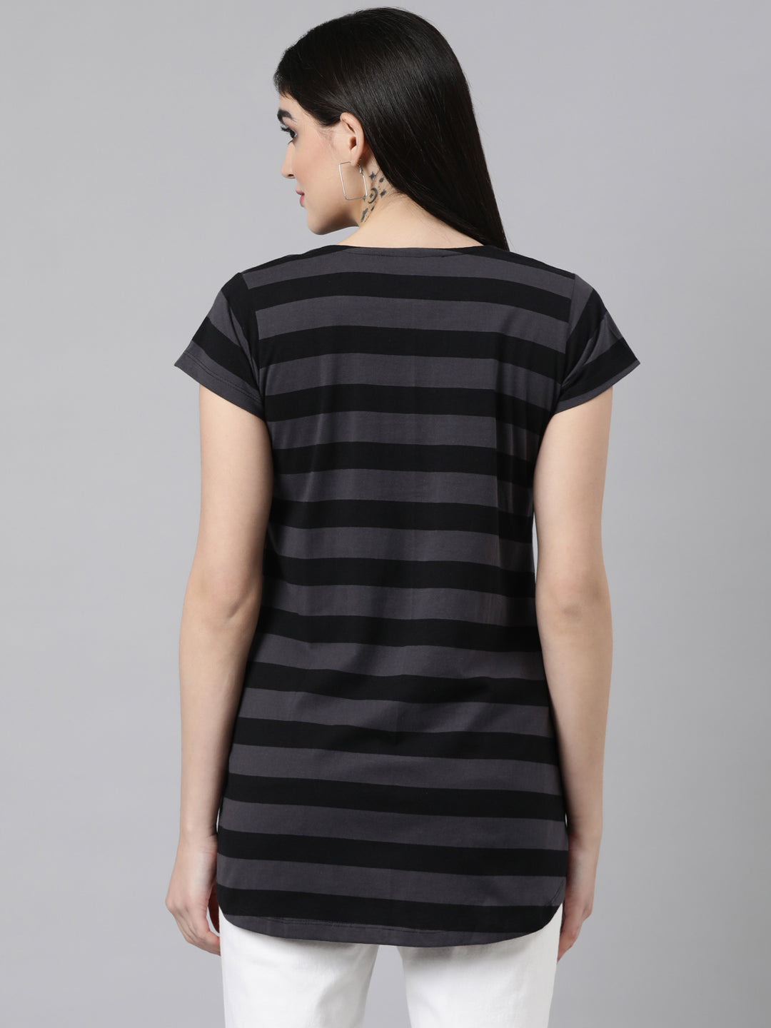 Womens Striped Maternity Tees - Grey