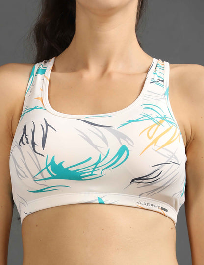 Womens Sports Bra with Removable Pads - Cream