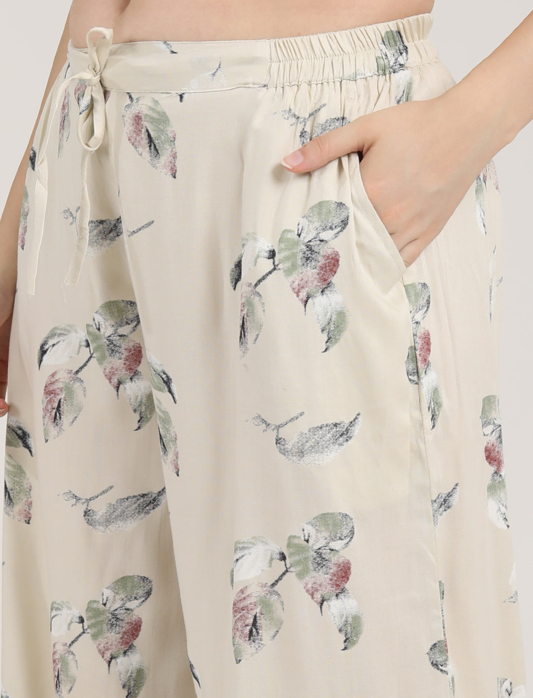 Womens Printed Co Ord Set - Cream