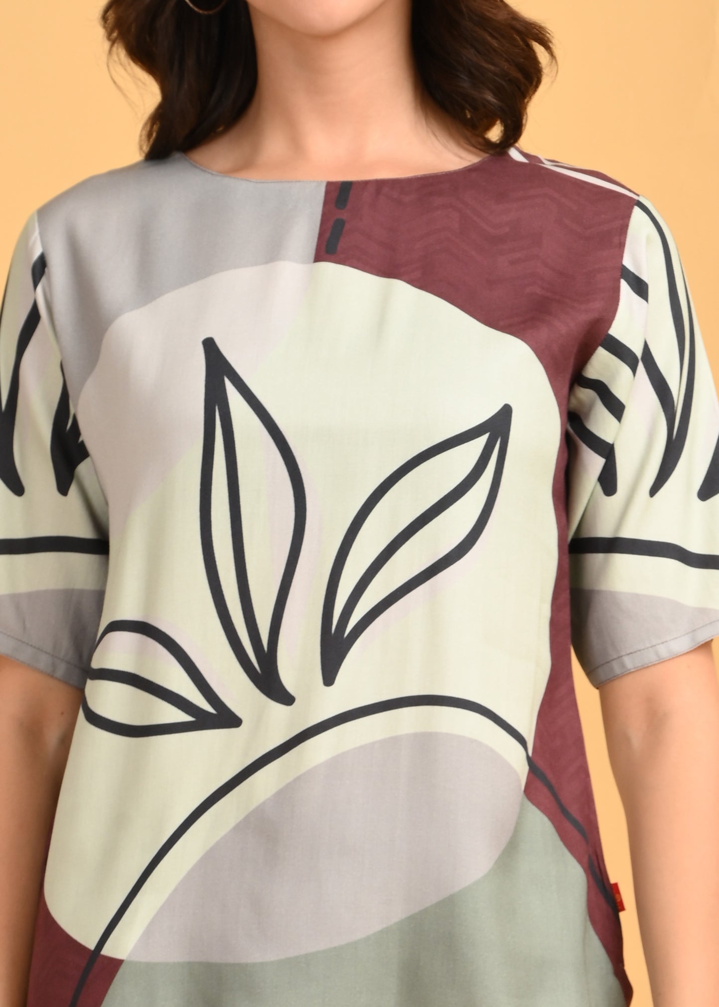 Coffee-Colored Printed Co-Ord Set