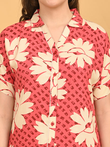 Red-Colored Printed Co-Ord Set