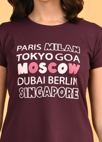 Womens Printed Travel Wear - Magenta