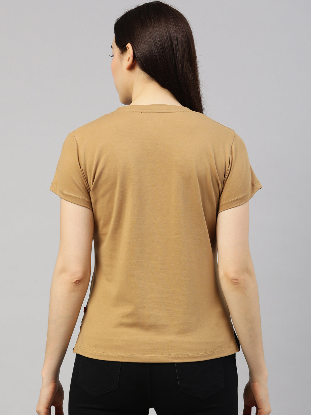 Womens Khaki Lycra Fashion Tees