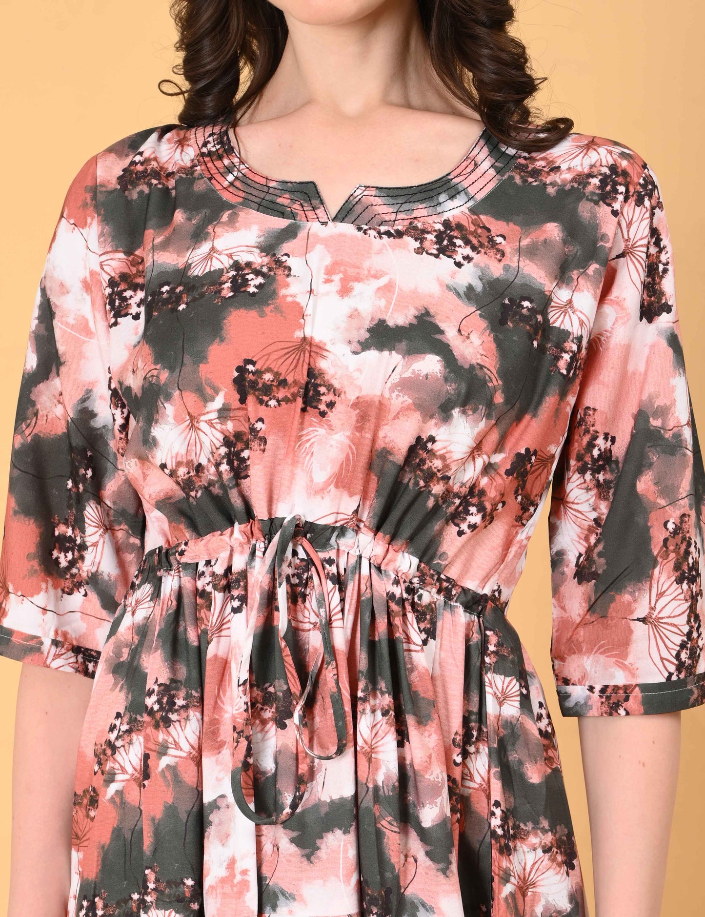 Womens Peach-Colored Premium Flare Gown