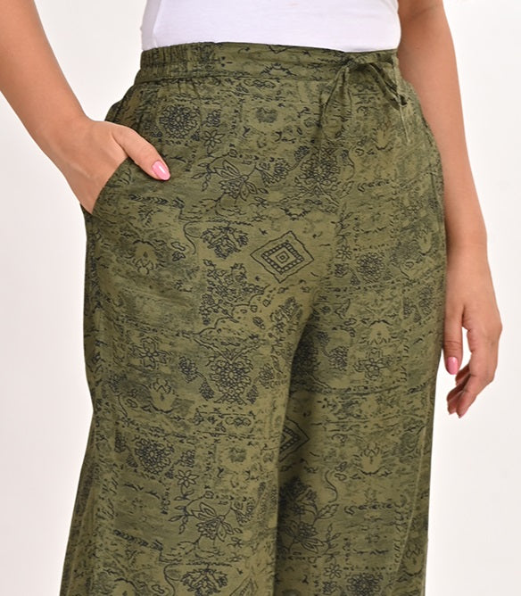 Womens Printed Co Ord Set - Green