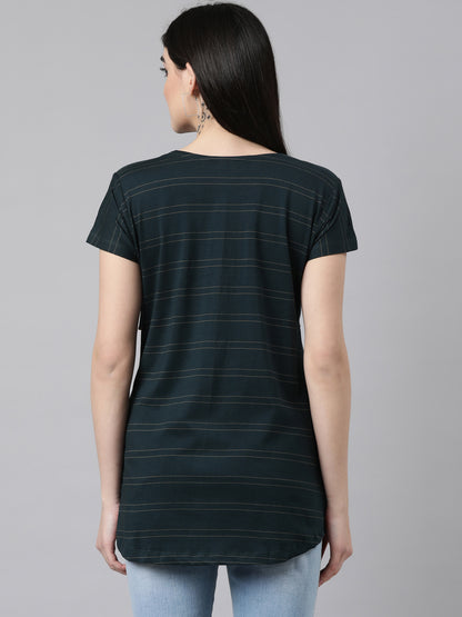 Womens Striped Maternity Tees - Indigo