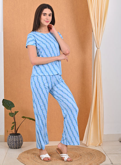 Womens Printed Travel Wear - L.Blue