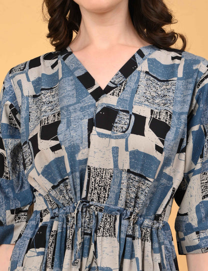 Womens Blue-Colored Premium Flare Gown