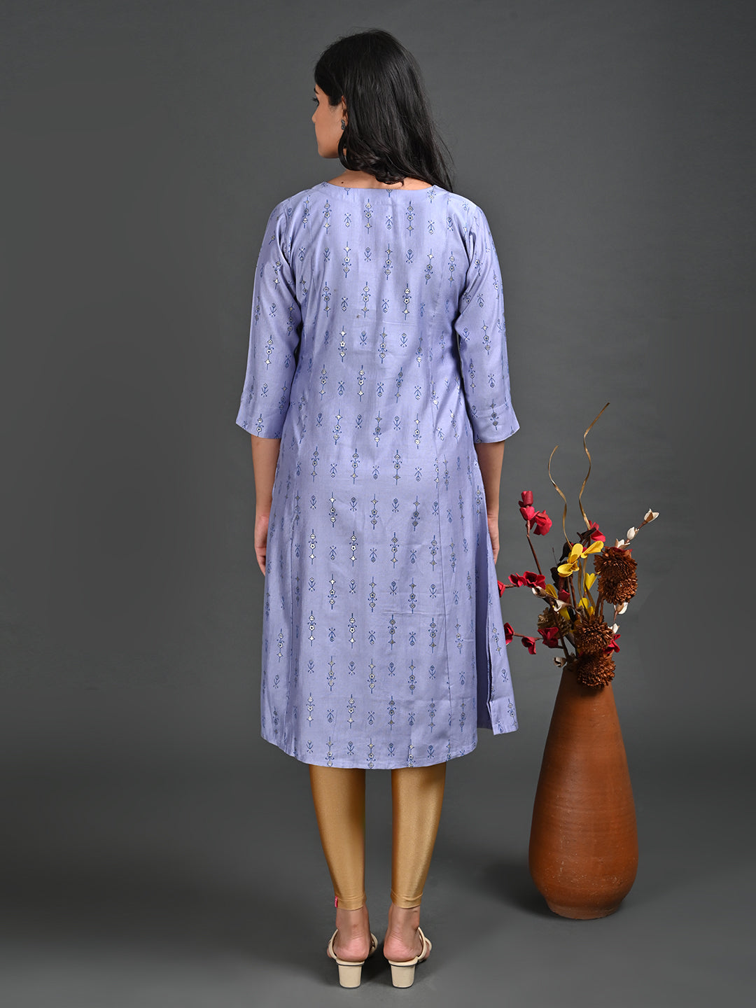 Womens Lavender-Colored A-Line Kurta