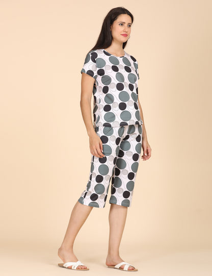 Womens Printed Travel Wear - Cream