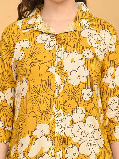 Mustard-Colored Printed Co-Ord Set