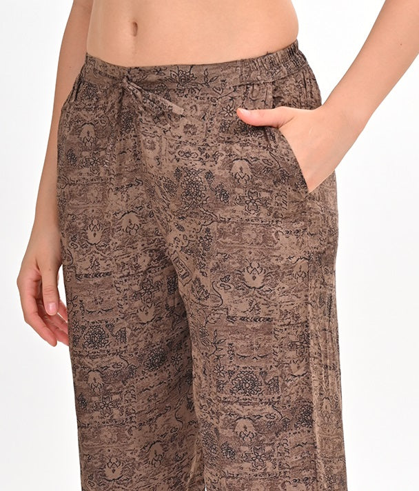 Womens Printed Co Ord Set - Brown