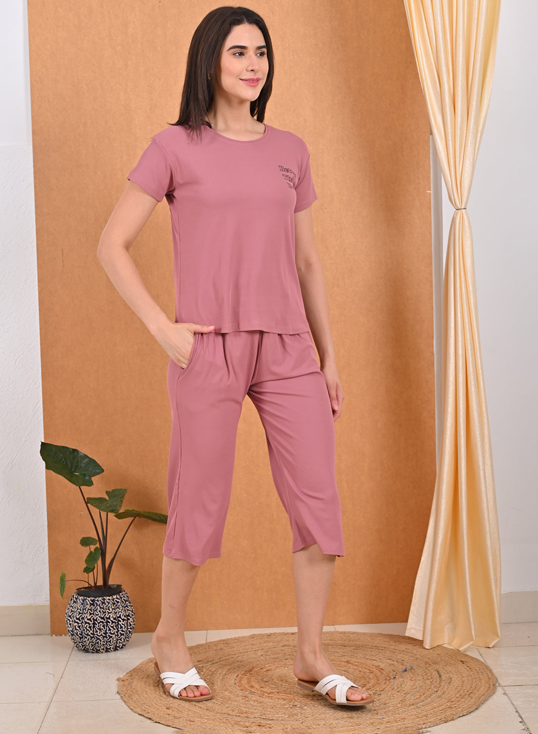 Womens Printed Travel Wear - D Pink