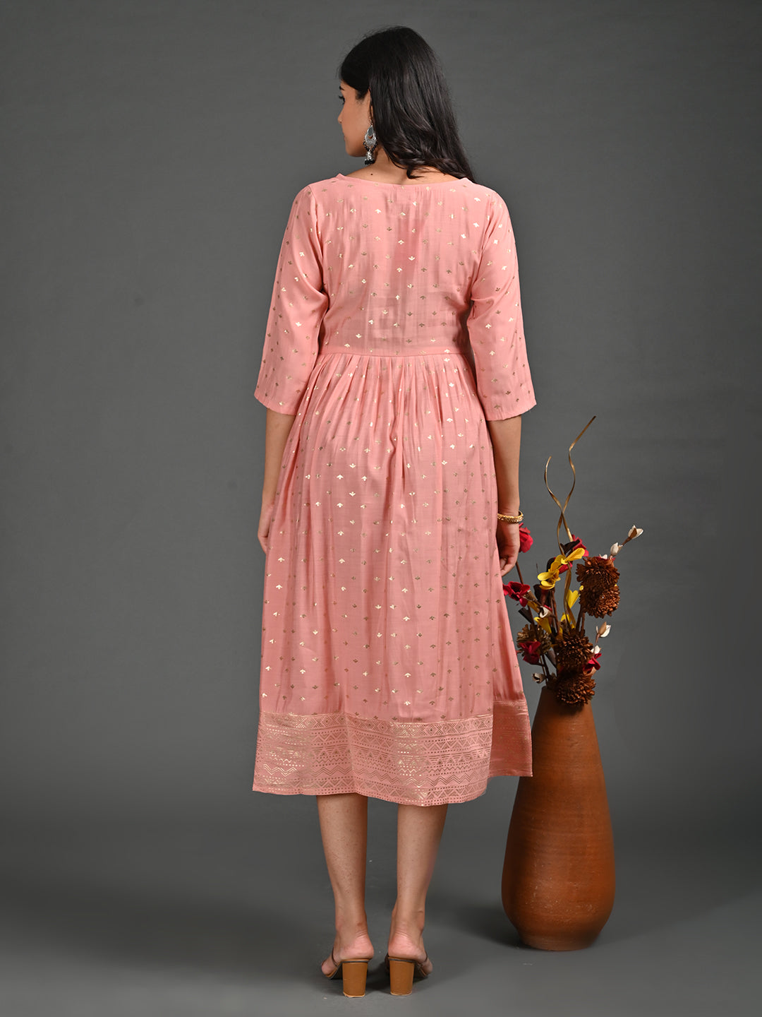 Womens L.Peach-Colored A-Line Kurta