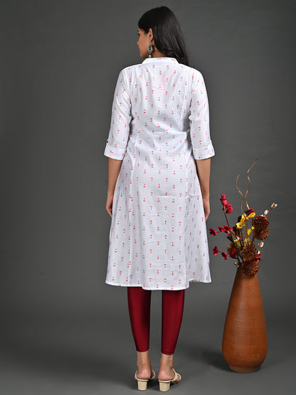 Womens Off White-Colored A-Line Kurta