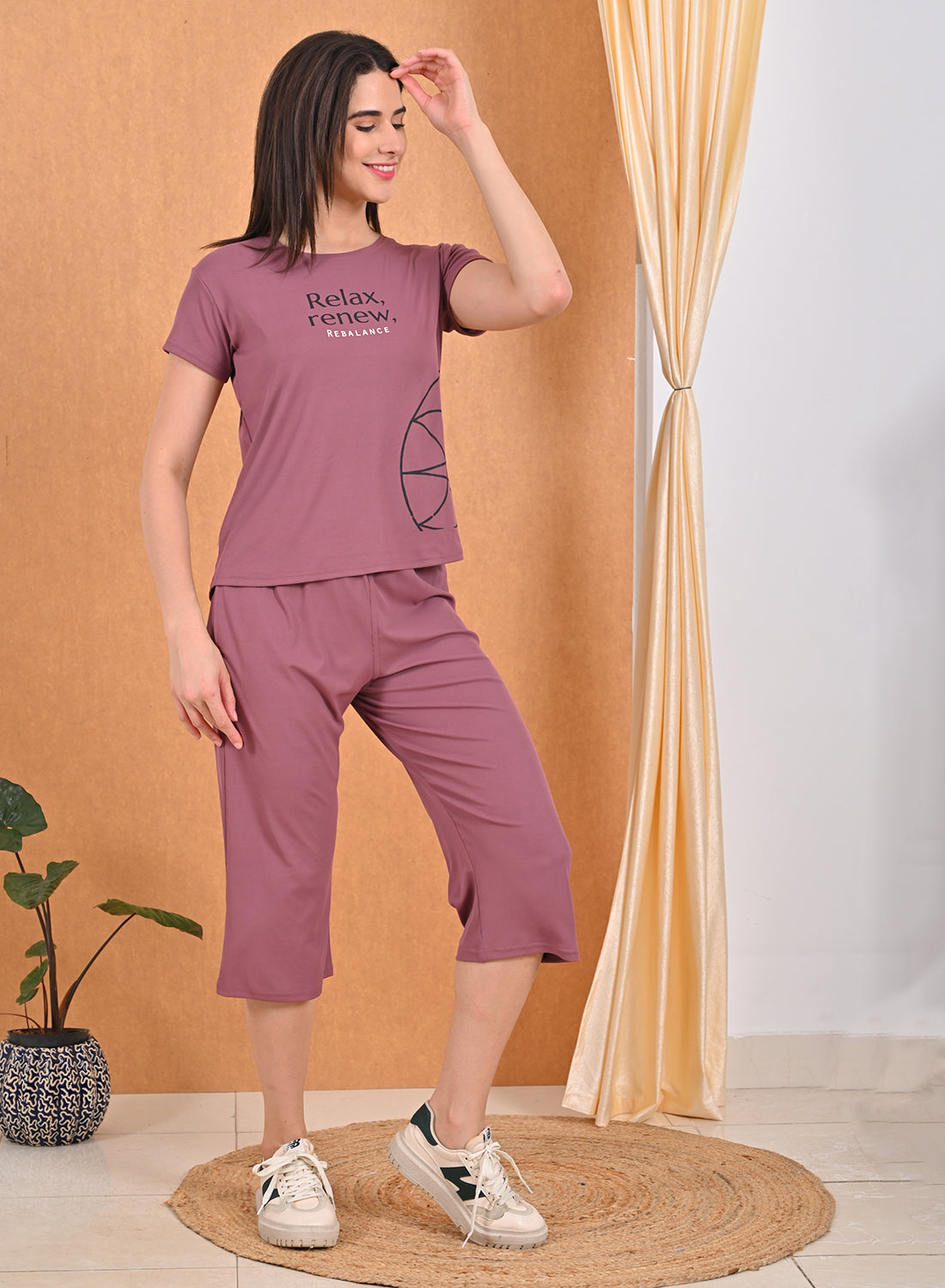 Womens Printed Travel Wear - Maroon