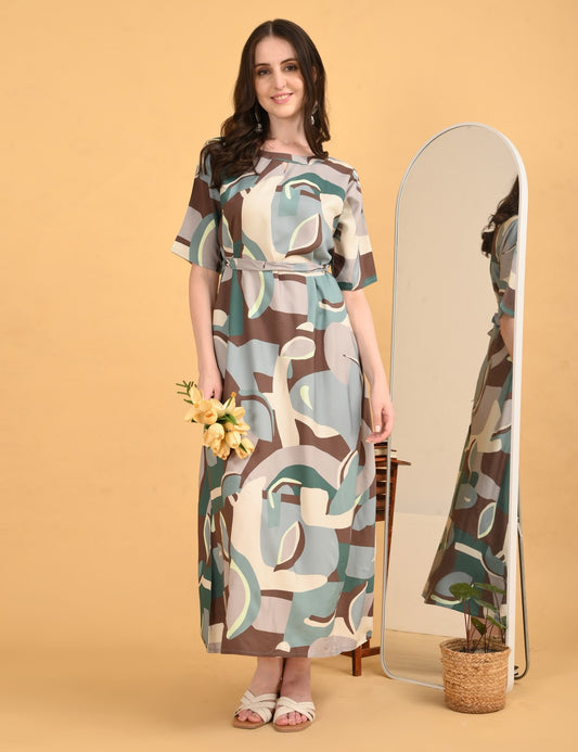 Beetle Green-Colored Ankle Gown