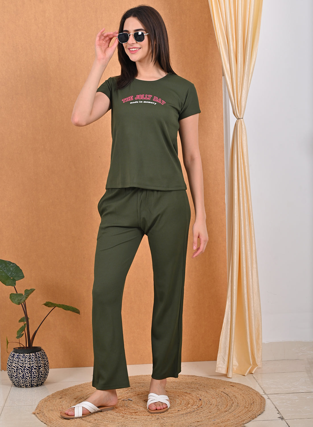 Womens Printed Travel Wear - Olive