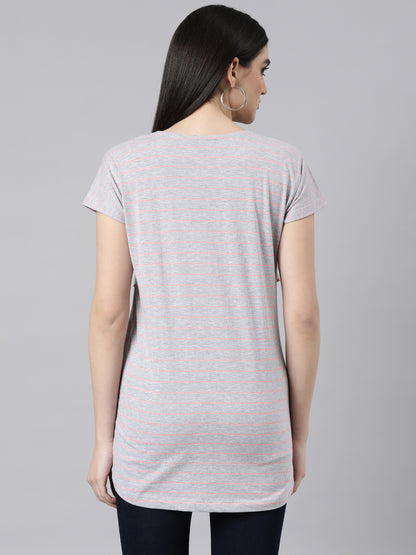 Womens Striped Maternity Tees - Grey