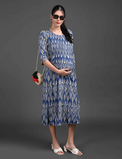 Grey-Colored Maternity 3/4th Gown