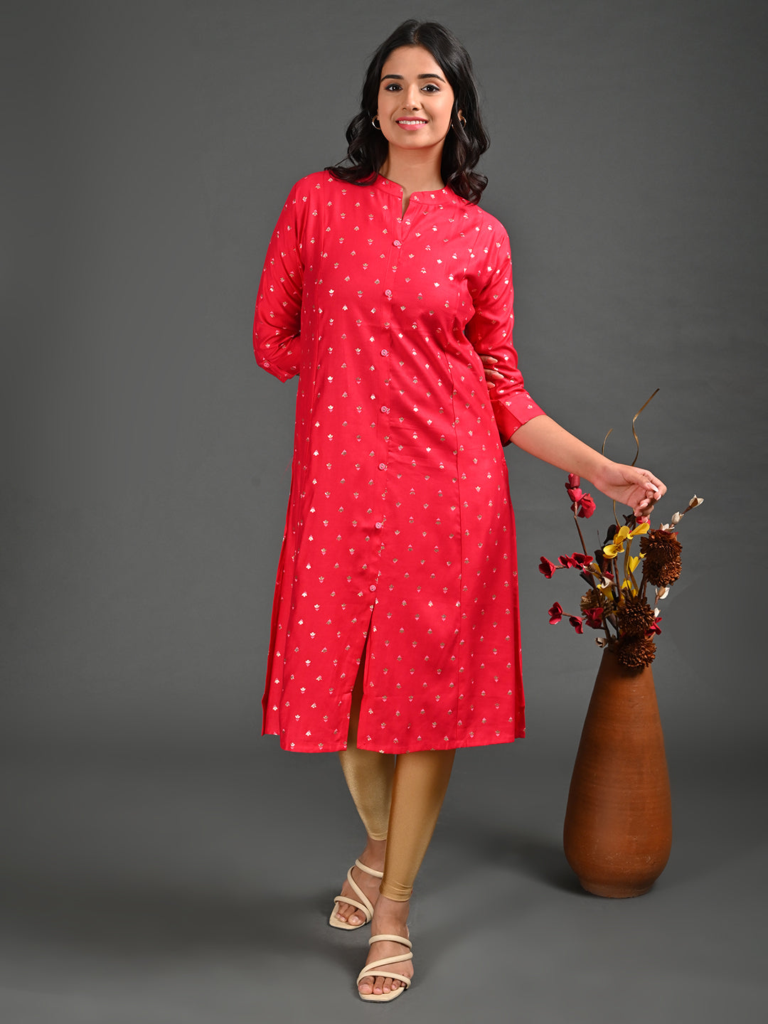 Womens D.Fuchsia-Colored A-Line Kurta