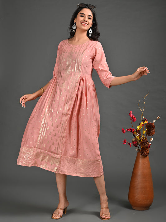 Womens L.Peach-Colored A-Line Kurta