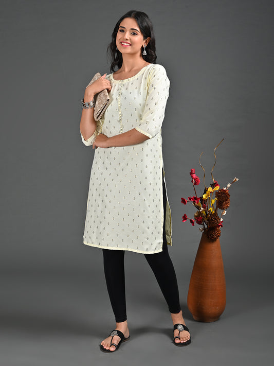 Womens L.Yellow-Colored Straight Kurta