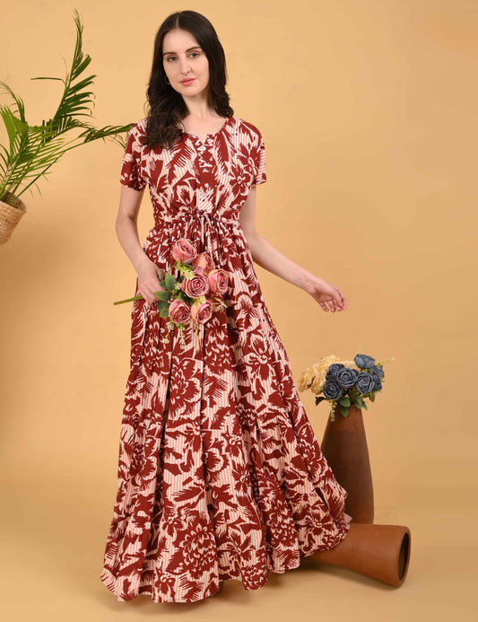 Womens Rust-Colored Premium Flare Gown