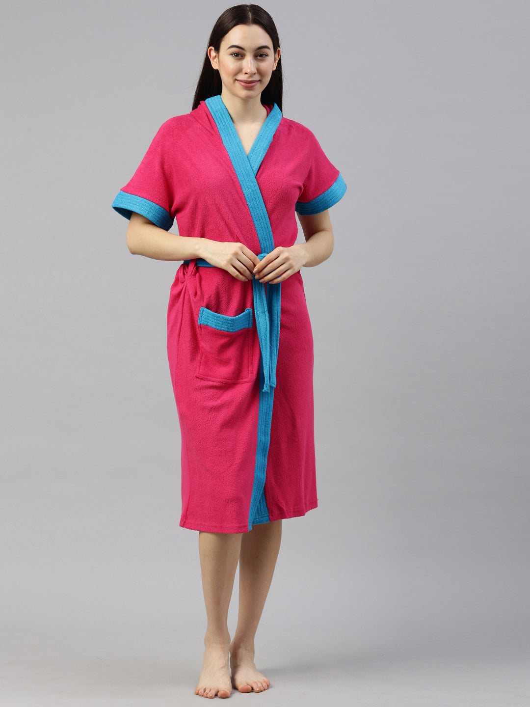 Womens Hooded Bathrobe - Fuchsia