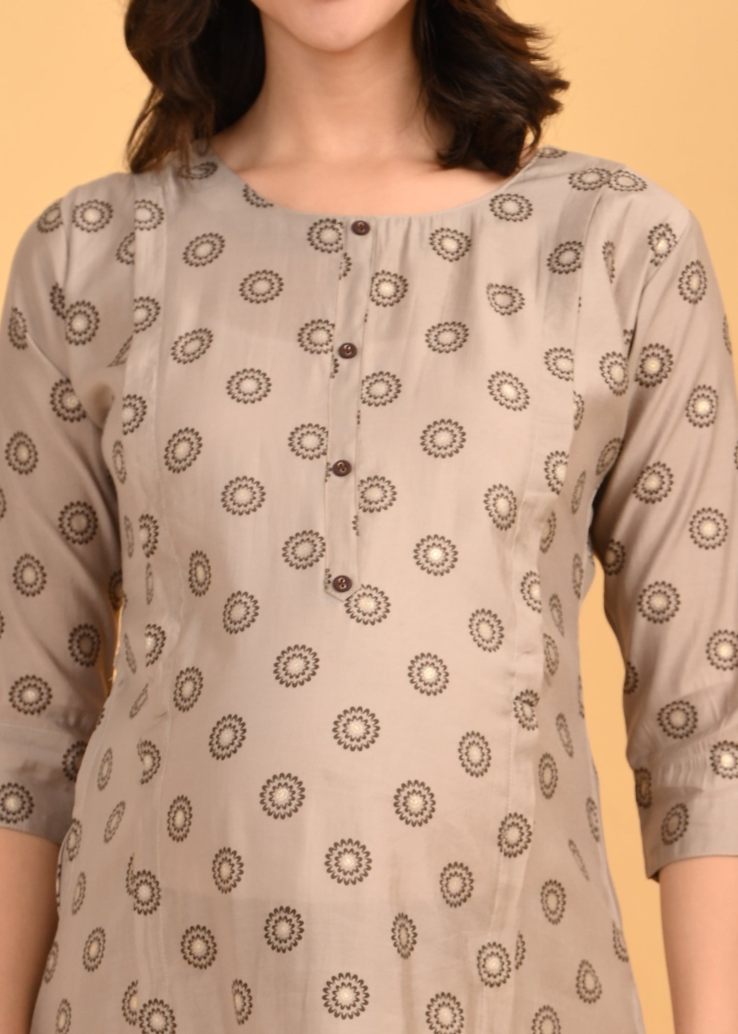 Pinkish Grey-Colored Maternity Kurta