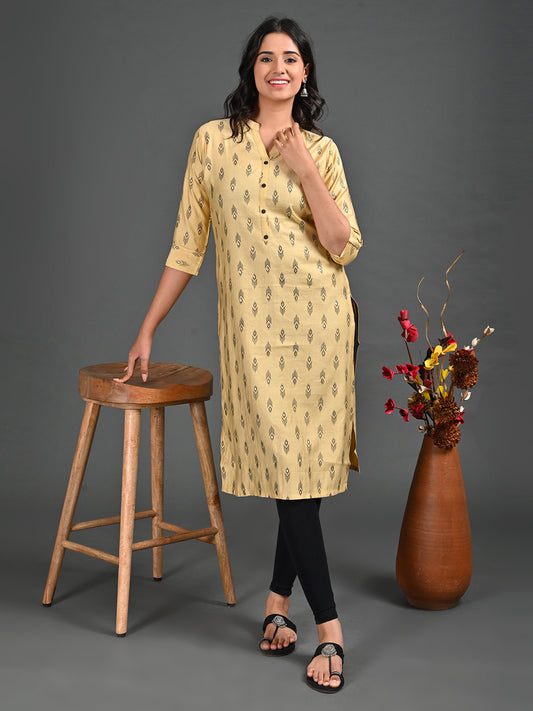 Womens Skin-Colored Straight Kurta