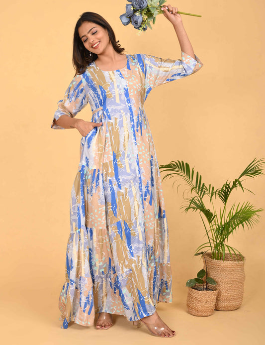 Womens Skin-Colored Premium Flare Gown