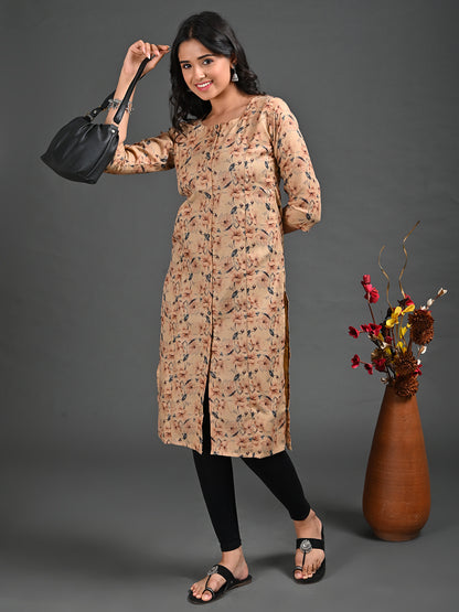 Womens L.Orange-Colored Straight Kurta