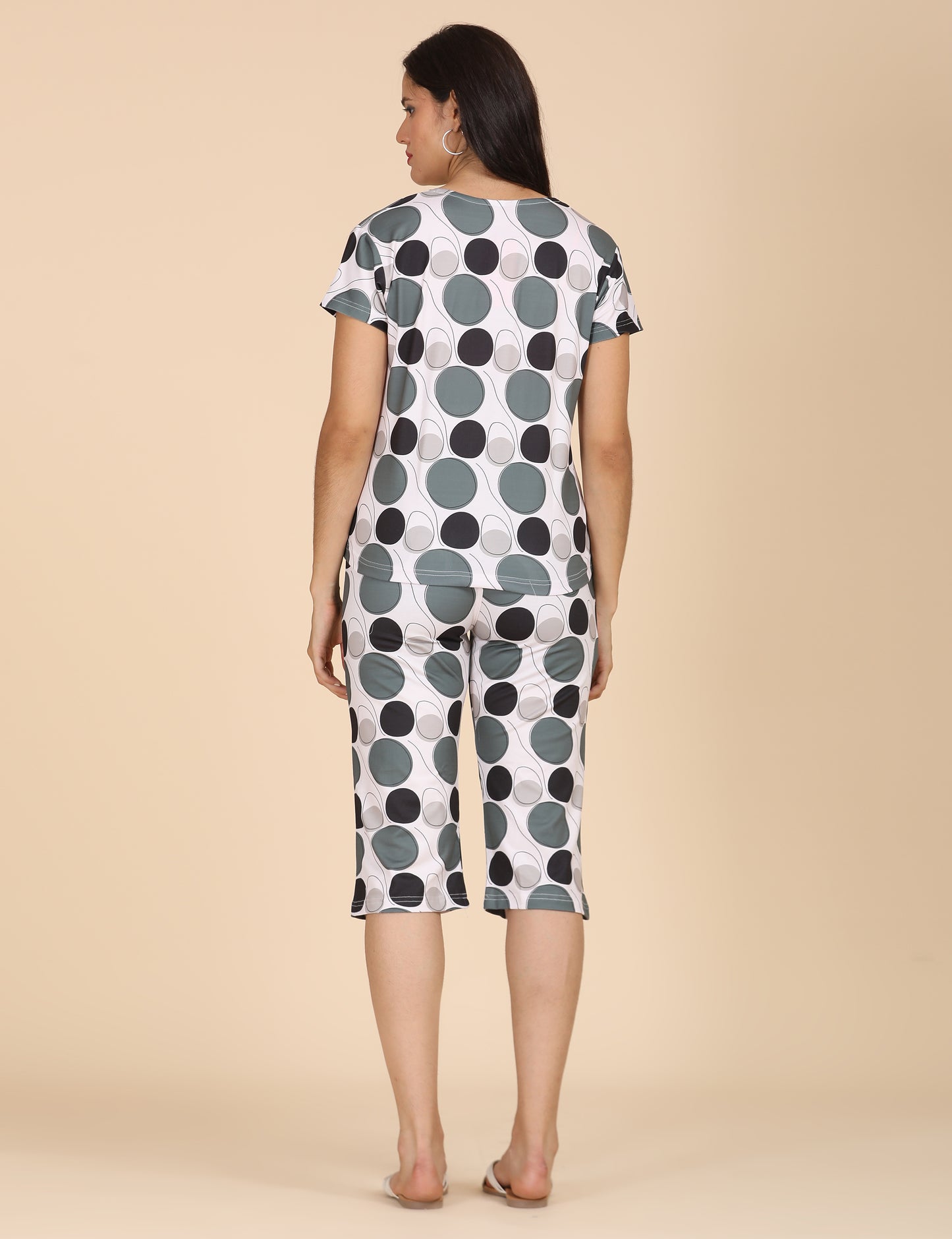 Womens Printed Travel Wear - Cream