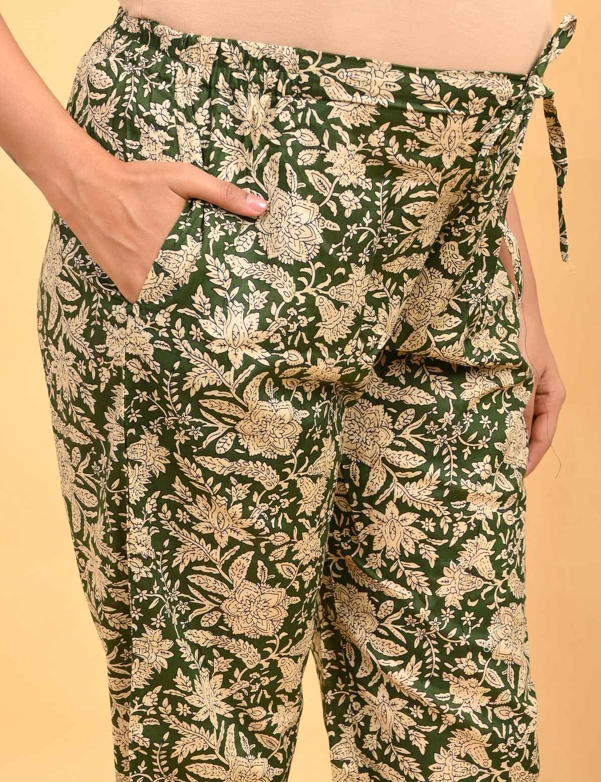 Womens Maternity Kurti Pant Set - Olive