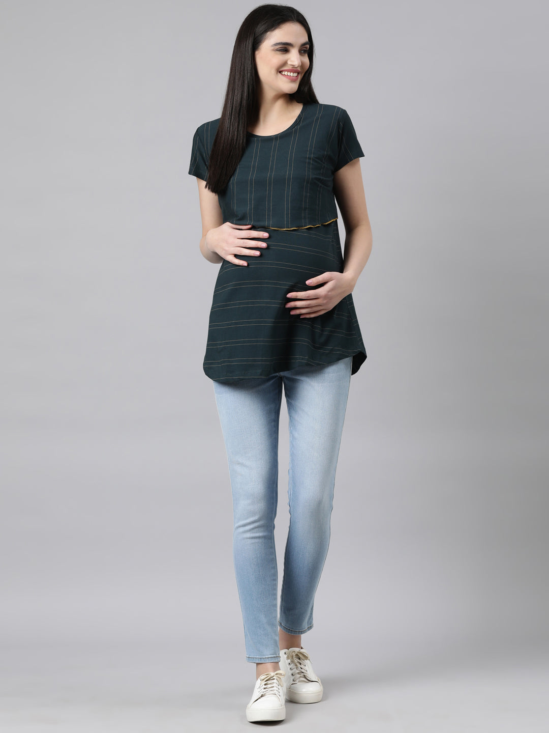 Womens Striped Maternity Tees - Indigo