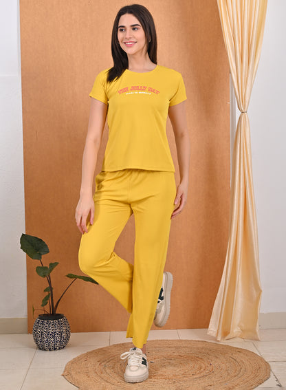 Womens Printed Travel Wear - Mustard