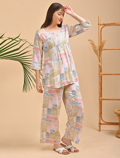 Womens Printed Co Ord Set - Multi