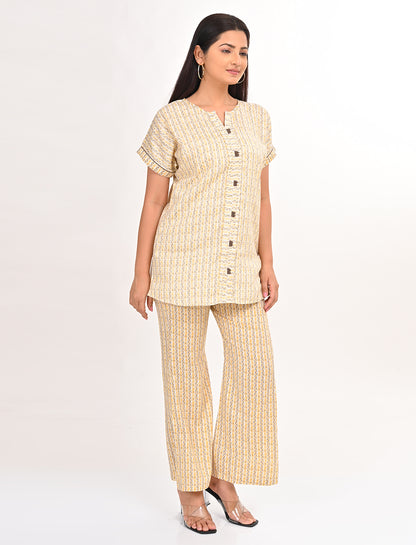 Womens Printed Co Ord Set - Yellow